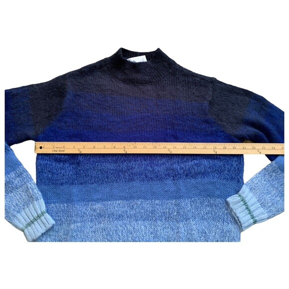 American Eagle Women's Sweater Mock Neck Ribbed Knit Blue Ombre Crop Size Med - Picture 15 of 16